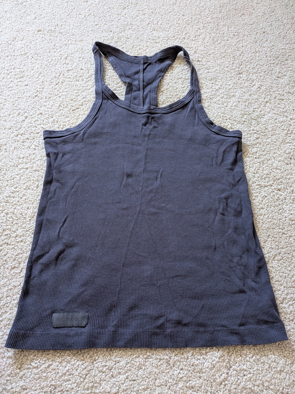SET Active Ribbed Racerback Tank Top - Charcoal